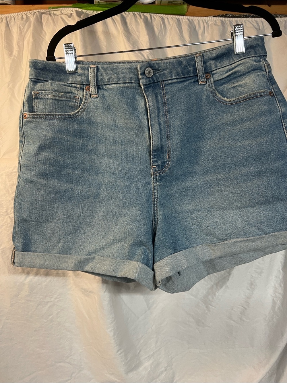 American Eagle Outfitters Light Blue Denim Roll-Cuff Shorts